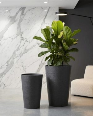 Luxury Tall Round Planter – Black