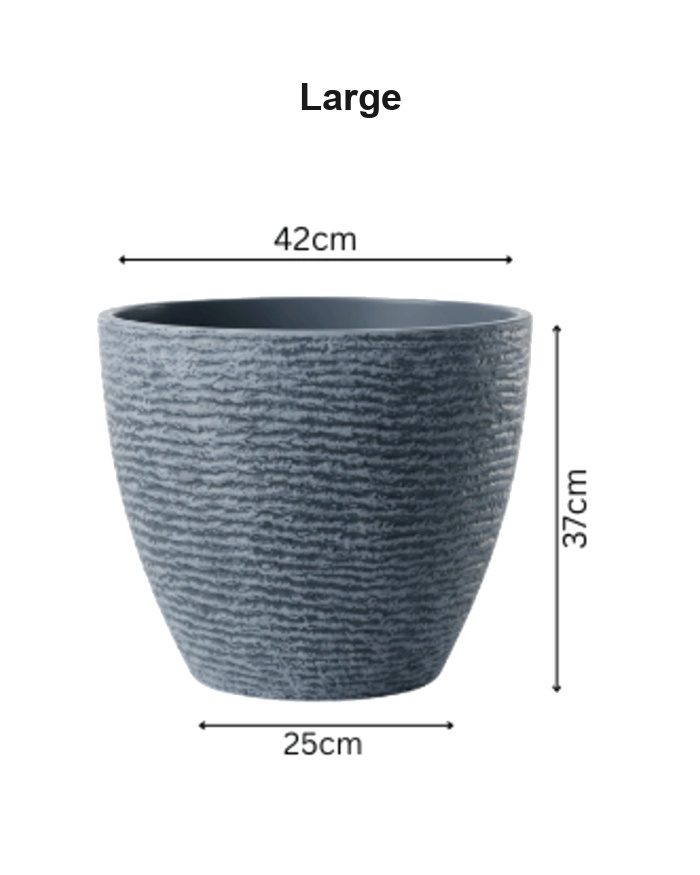 variation-large-stone-textured-round-planter-blue-gray Large blue gray stone textured round planter dimensions