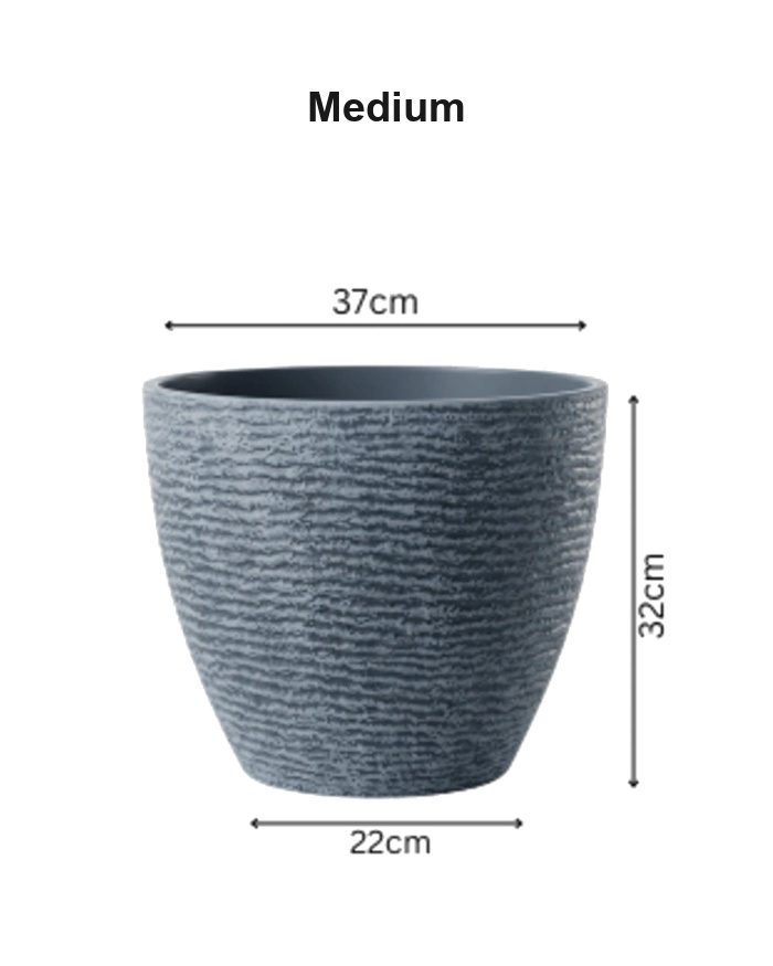 variation-medium-stone-textured-round-planter-blue-gray Medium blue gray stone textured round planter dimensions