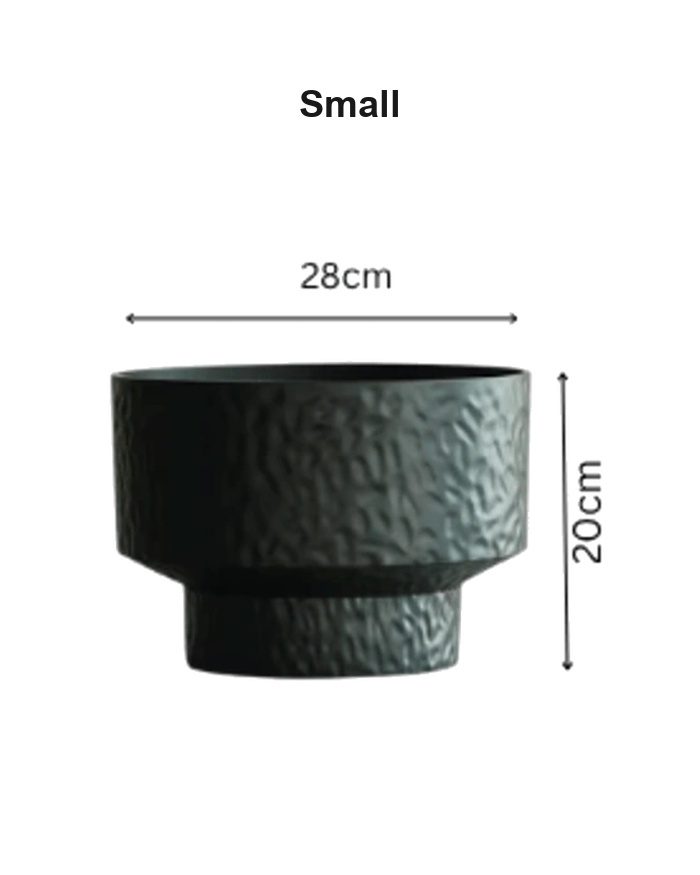 Small black hammered round planter dimensions